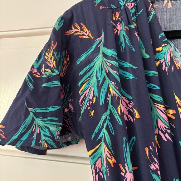 Modcloth Romantic Renewal Faux Wrap Midi Dress Navy Floral Vacation Pink Size XS - Picture 7 of 17